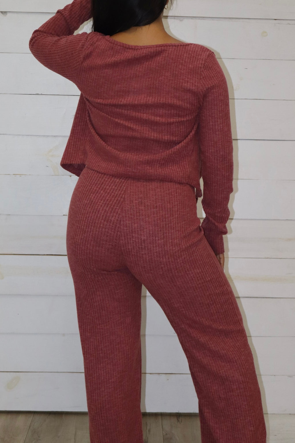Flyaway Ribbed Cardigan 3pc Loungewear Set