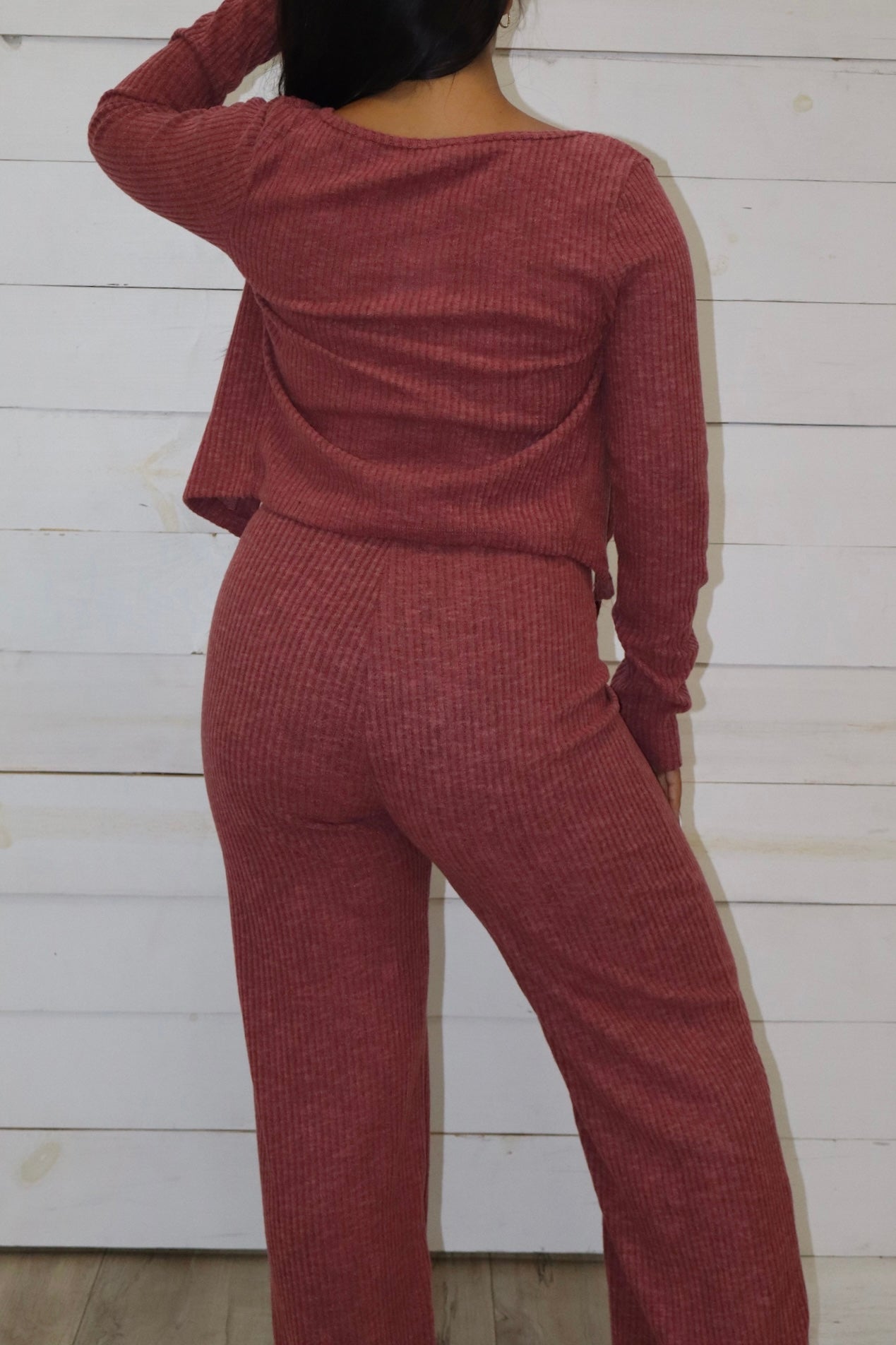 Flyaway Ribbed Cardigan 3pc Loungewear Set