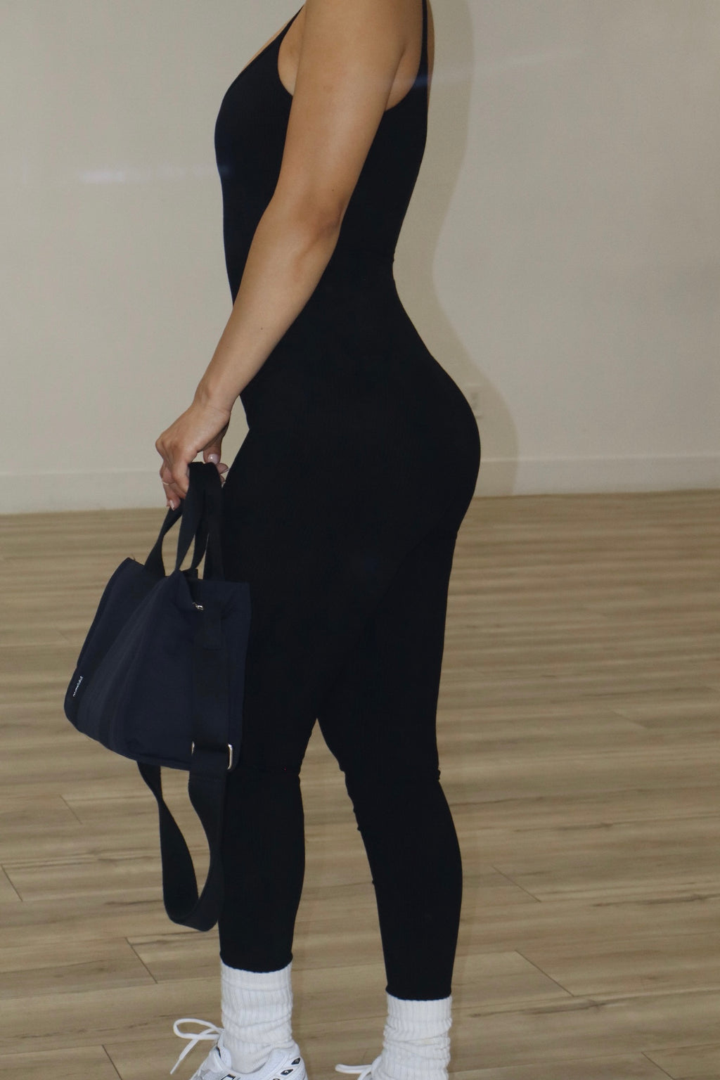 V-Neck Ribbed Jumpsuit