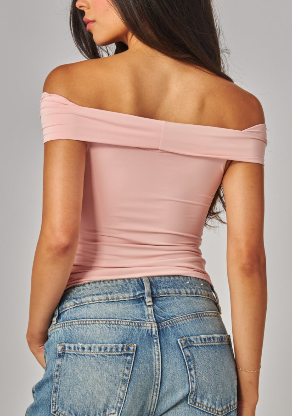 Contour Double Layered Off The Shoulder Twist Top
