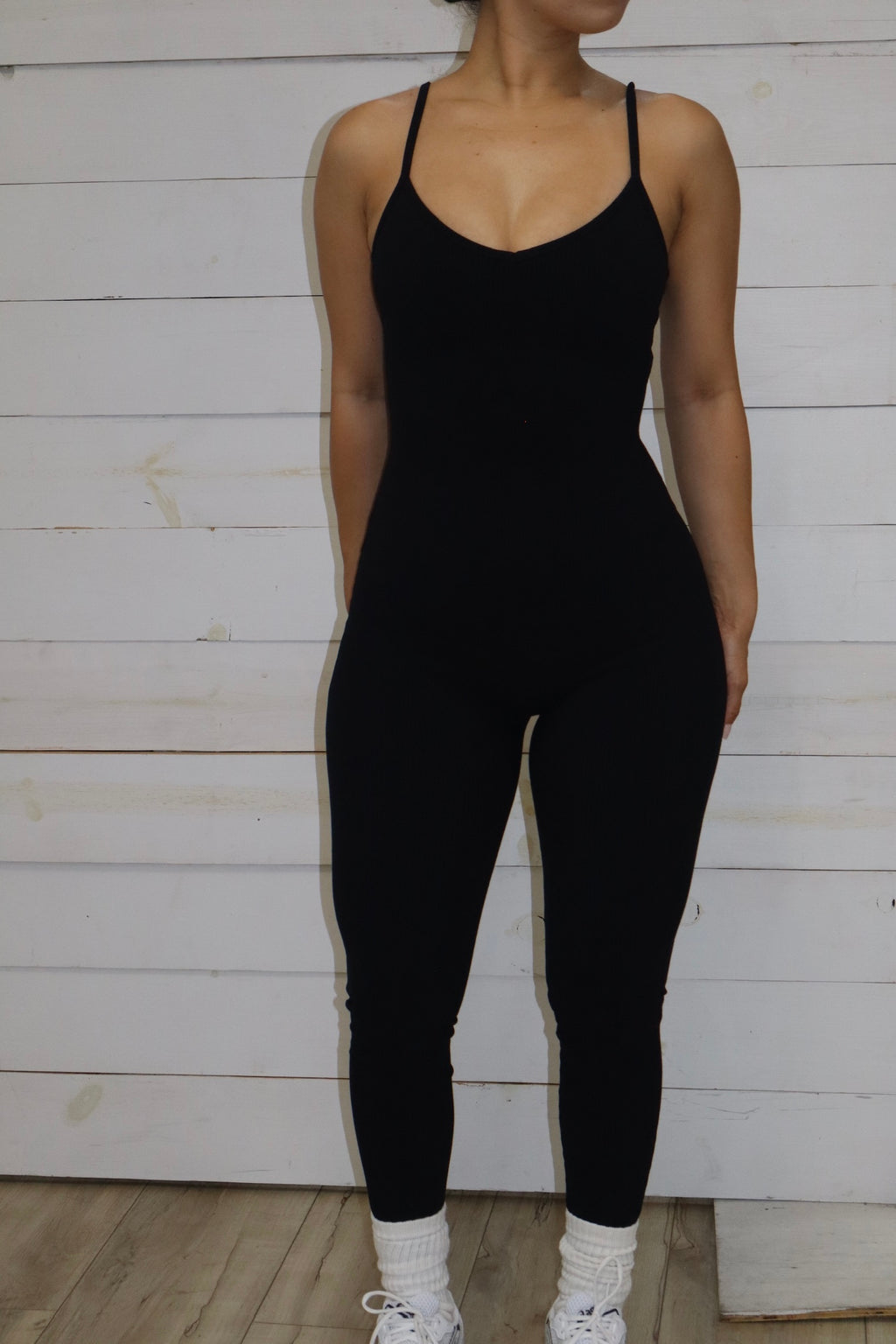 V-Neck Ribbed Jumpsuit