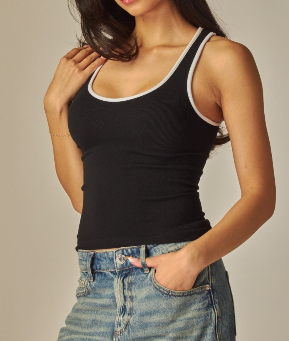 Seamless Contrast Binding Tank Top