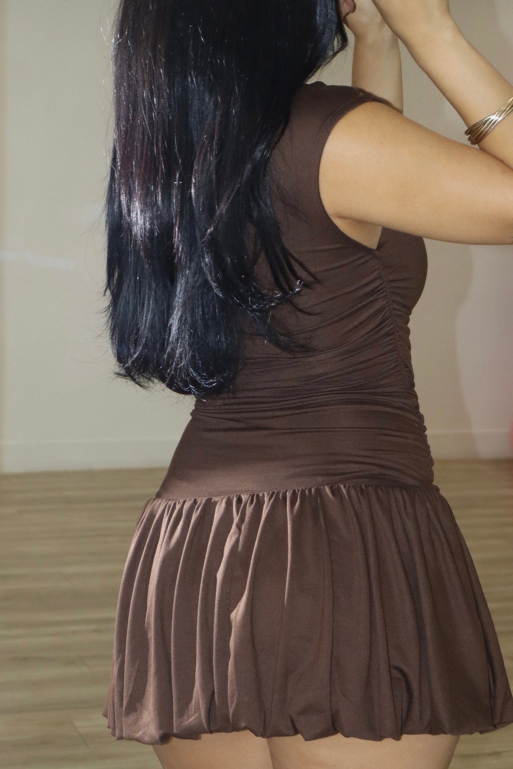 Mock-Neck Ruffled Dress