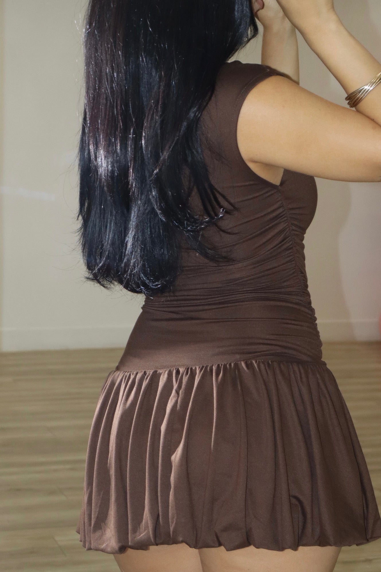 Mock-Neck Ruffled Dress