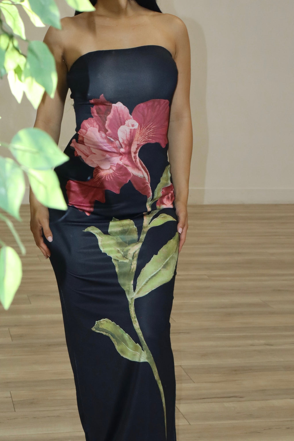 Strapless Floral Maxi Dress