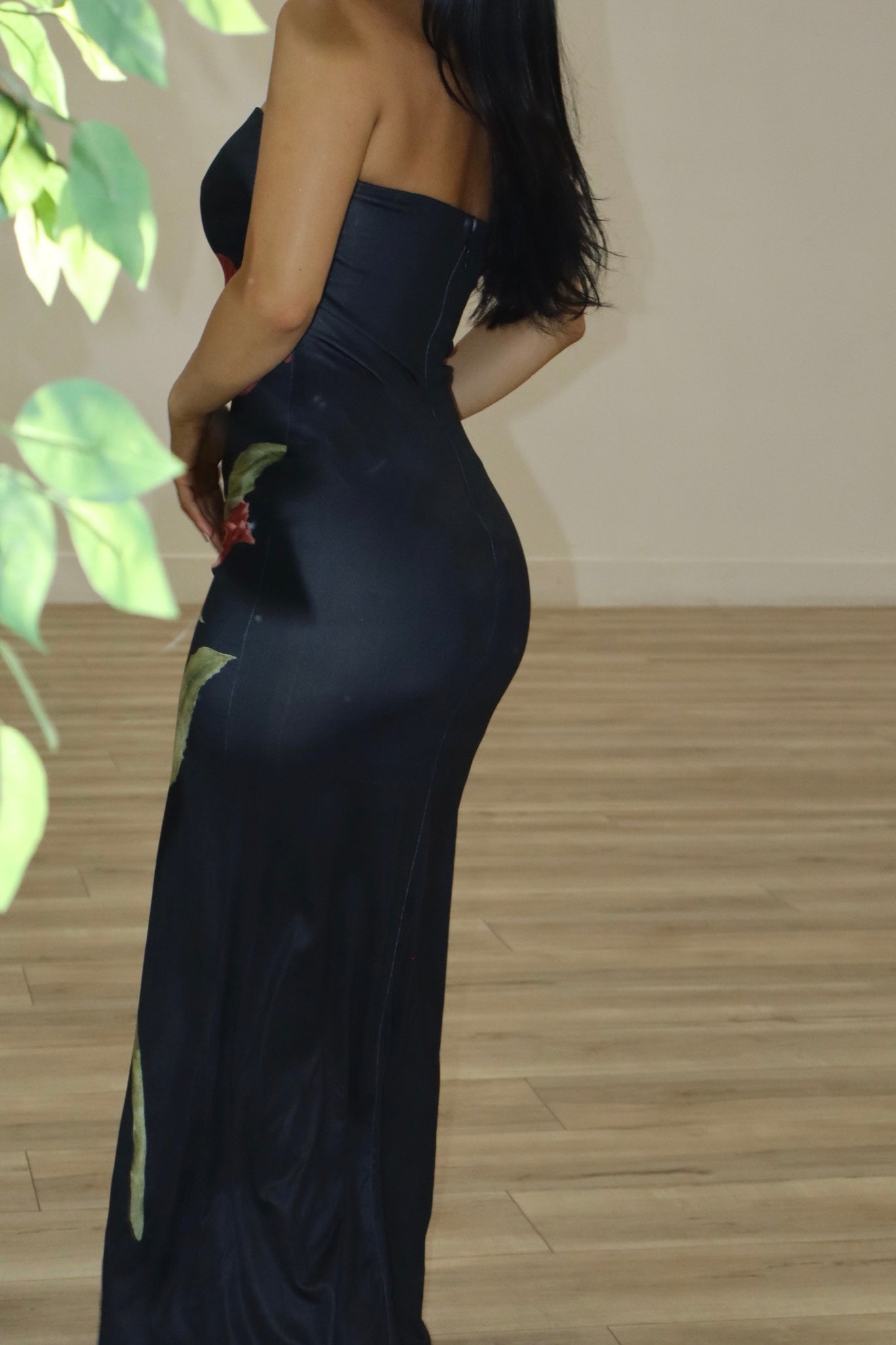 Strapless Floral Maxi Dress