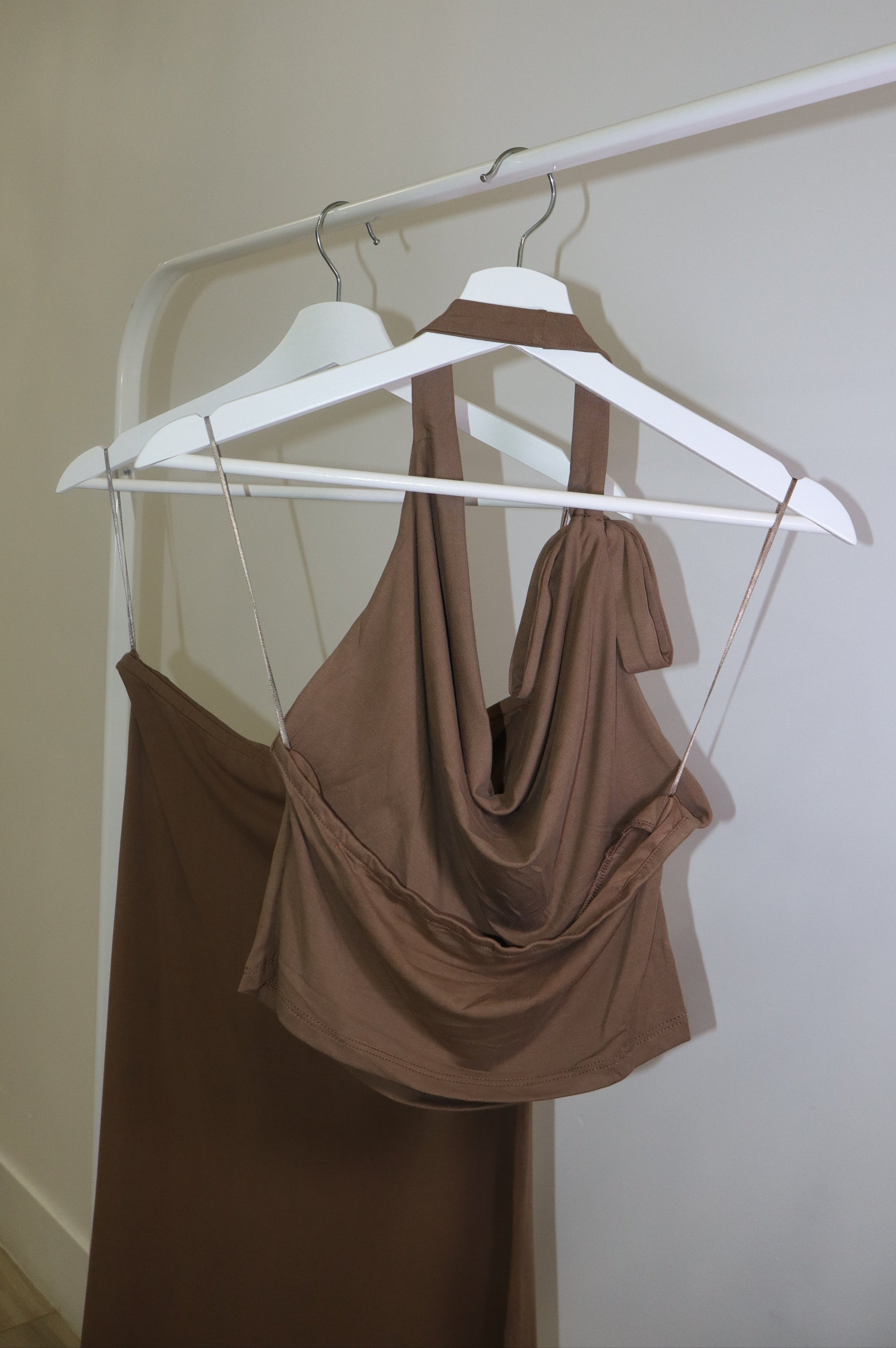 Drape Halter Top and Skirt 2pc Set