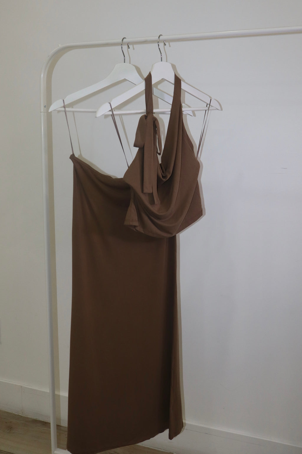 Drape Halter Top and Skirt 2pc Set