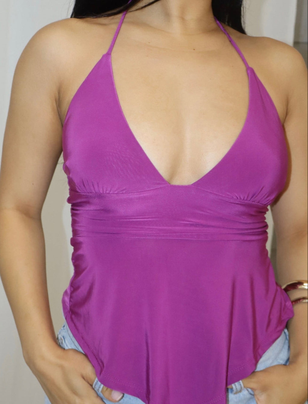 Halter Asymmetrical V Top