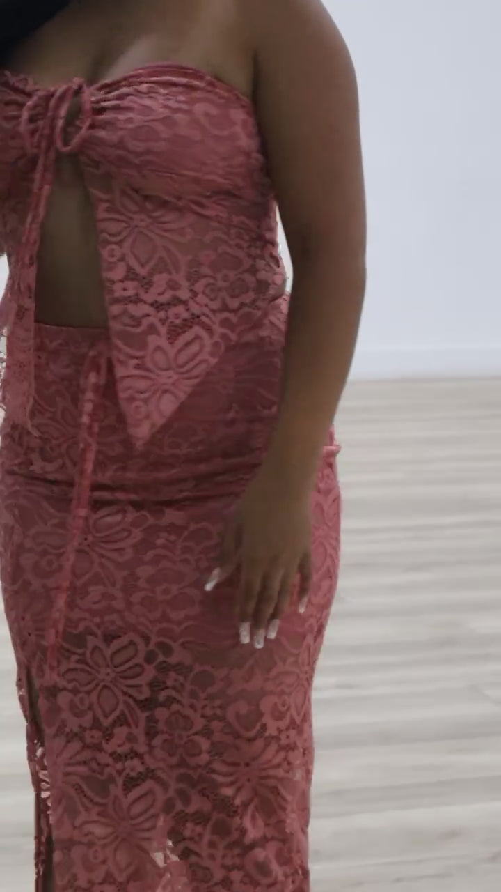 Lace Tube Top & Maxi Skirt 2pc Set