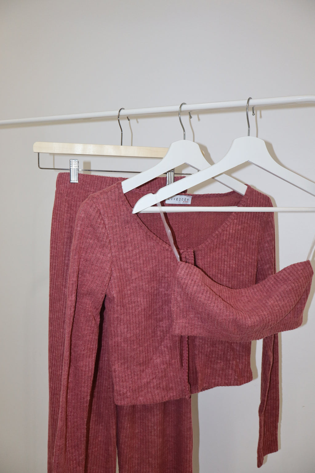 Flyaway Ribbed Cardigan 3pc Loungewear Set