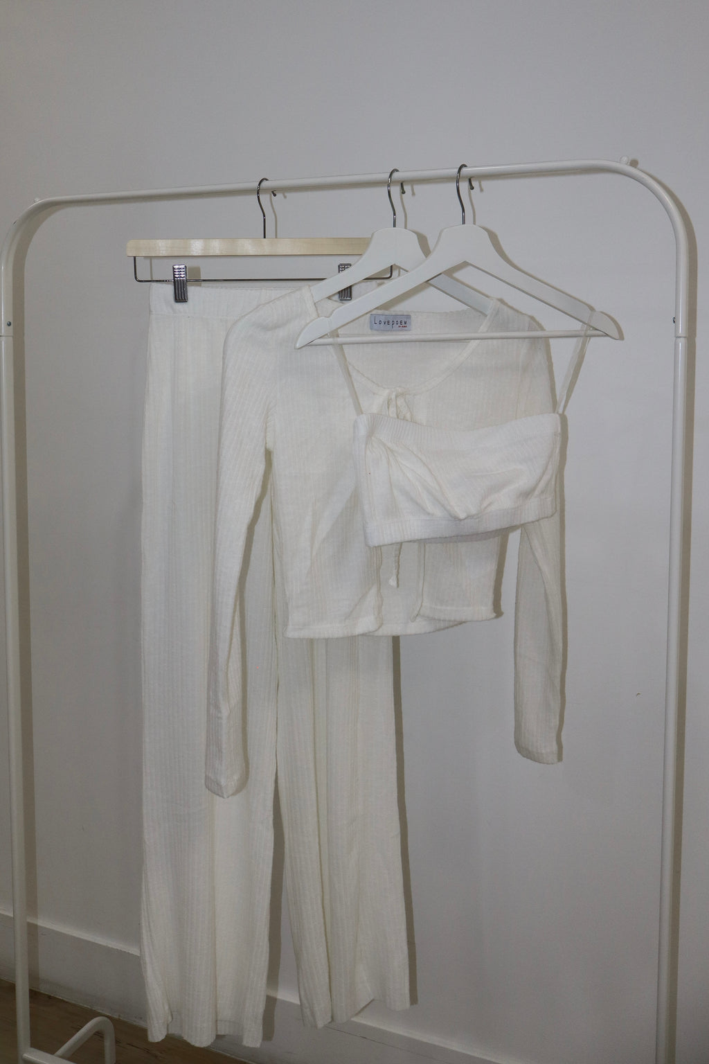 Flyaway Ribbed Cardigan 3pc Loungewear Set